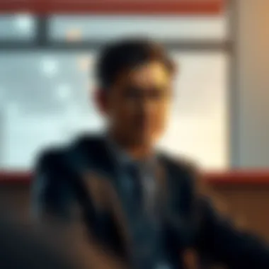 Saylor in a dull interview setting, looking less animated and engaging than before, with a neutral expression.