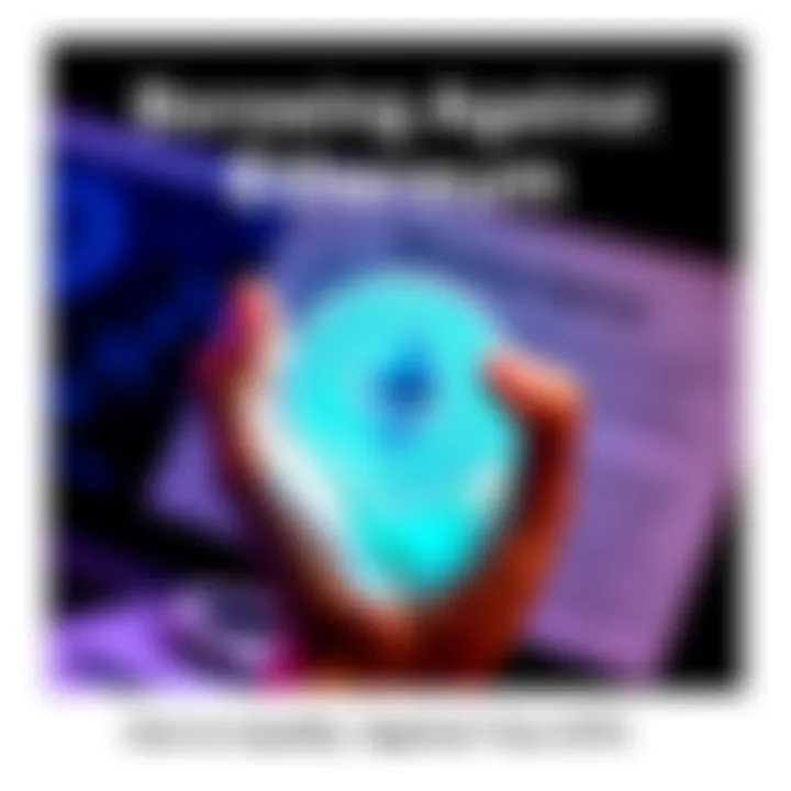 Person holding a digital representation of Ethereum with loan documents in the background.