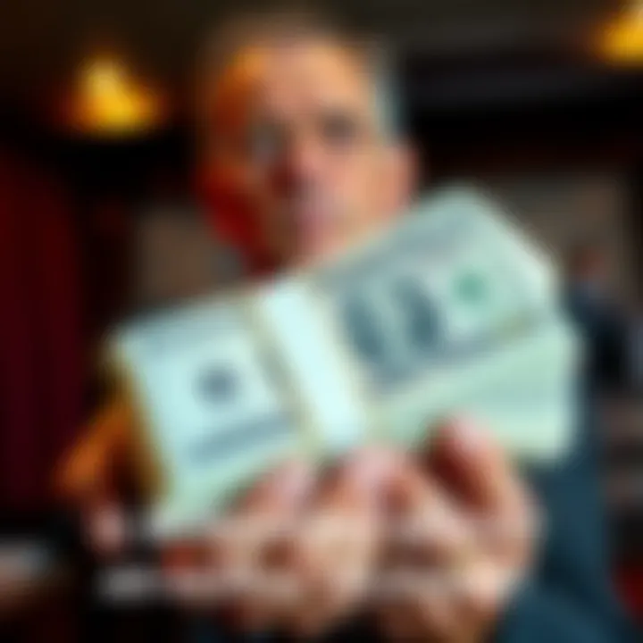 A person holds a stack of money while looking concerned, symbolizing the moral implications of borrowing in America.