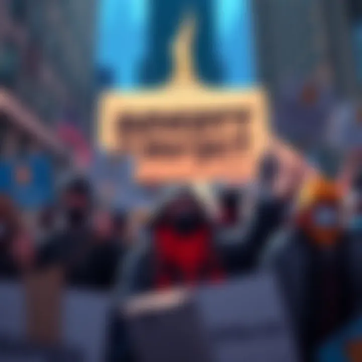 Protesters holding signs advocating for a boycott of JP Morgan over Bitcoin support claims