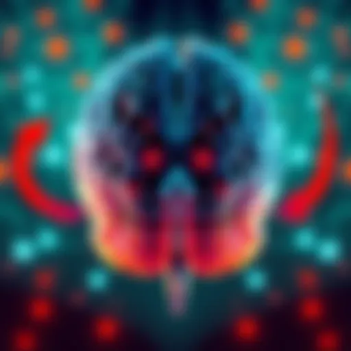 A brain illustration showing areas affected by damage with arrows pointing to treatment options and preventive measures.