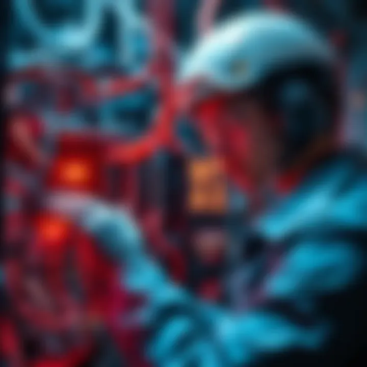 Breakage in Modern Systems A technician examines a complex system displaying visible faults and breakage, emphasizing the impact on efficiency.