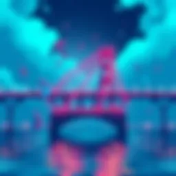 An illustration showing a digital bridge connecting two blockchain networks, BSC and Algorand, with USDC tokens moving across.