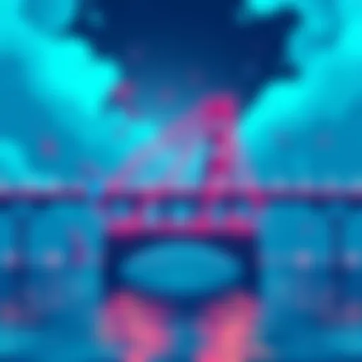 An illustration showing a digital bridge connecting two blockchain networks, BSC and Algorand, with USDC tokens moving across.