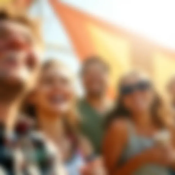 A sunny day with cheerful people enjoying outdoor activities, radiating positivity and joy.