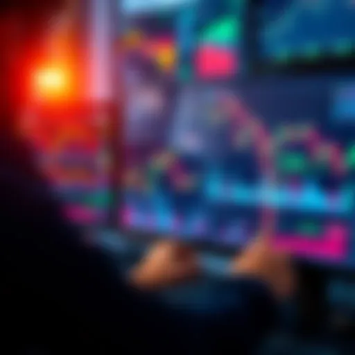 An investor looking at confusing brokerage analytics on a computer screen, showing mismatched stock performance and data