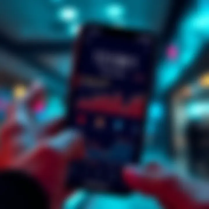 A smartphone displaying real-time portfolio updates on its Lock Screen, showing positive trends and financial data, with a user glancing at it