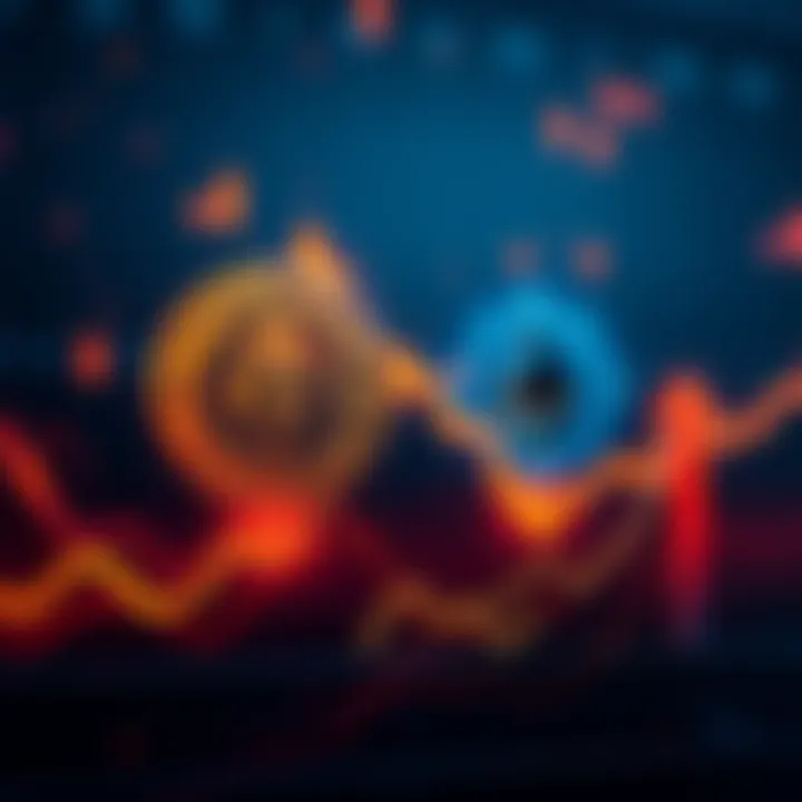 Chart showing Bitcoin and Ethereum hitting resistance levels in the crypto market with downward and upward arrows indicating potential movements.