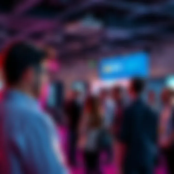 Attendees networking at BTC Prague event, discussing Bitcoin mining and hosting opportunities