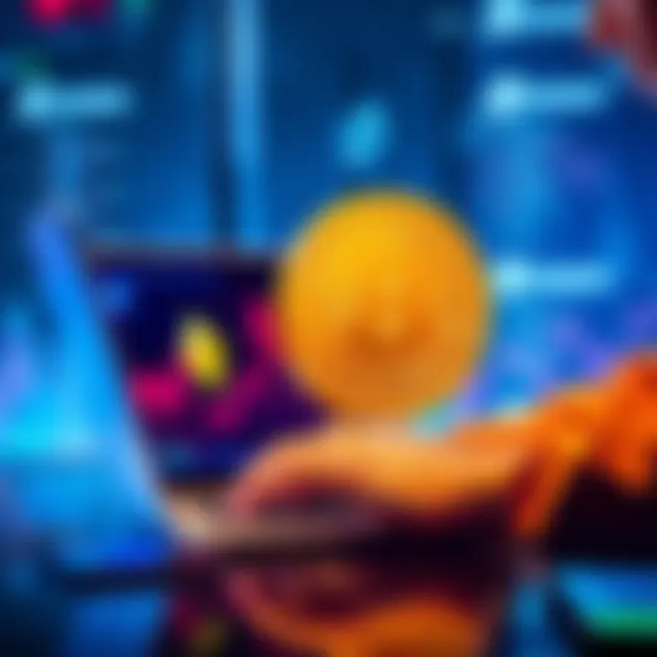 Exchanging Bitcoin for Monero A person using a laptop to exchange Bitcoin for Monero on a secure platform without KYC.