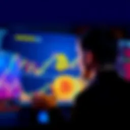 A person looking at a Bitcoin chart on a screen, weighing options between trading and holding BTC, with a thoughtful expression.