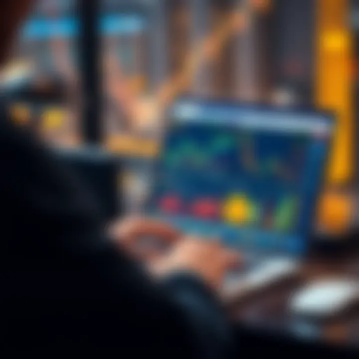 A person analyzing Bitcoin and altcoin graphics on a laptop, considering investment options