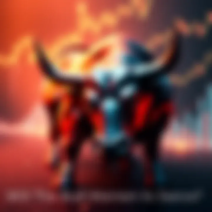 Bull Market Trends A bull symbol representing a strong market, surrounded by graphs and charts showing upward trends.