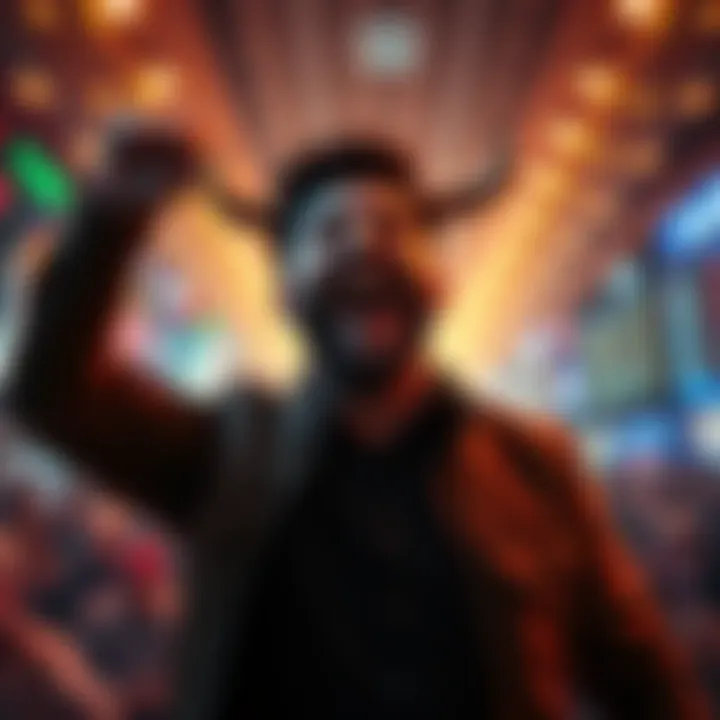 A person celebrating a bull run with joy, showing enthusiasm and determination to support the financial community.