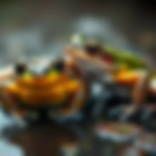 A side-by-side comparison of male and female African bullfrogs showcasing their distinct physical features