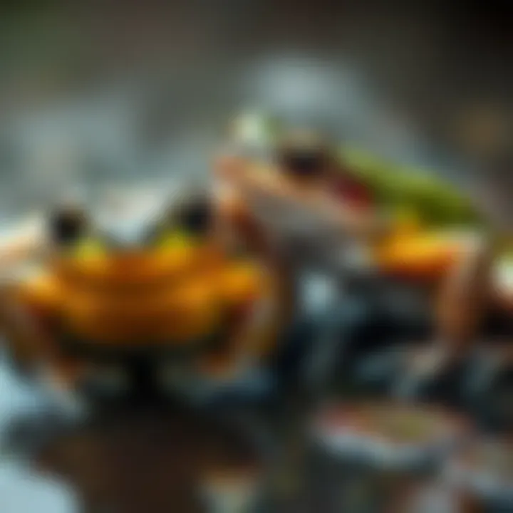A side-by-side comparison of male and female African bullfrogs showcasing their distinct physical features