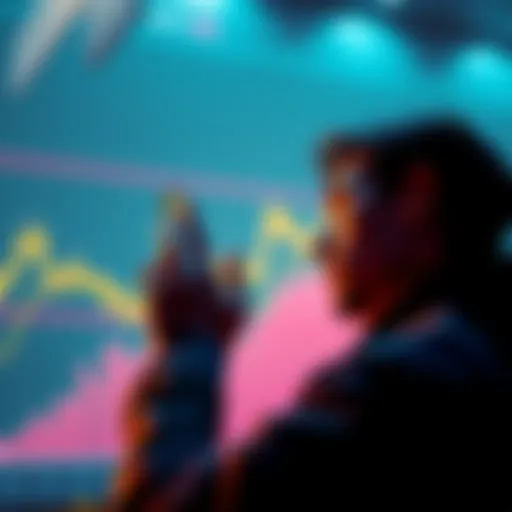 A person examining a chart with upward trends in cryptocurrency, symbolizing optimism about Ergo.