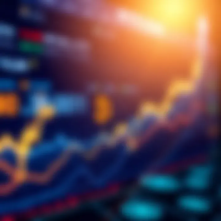 A line chart showing upward trends in Bitcoin prices against a backdrop of digital currency symbols and financial graphics.