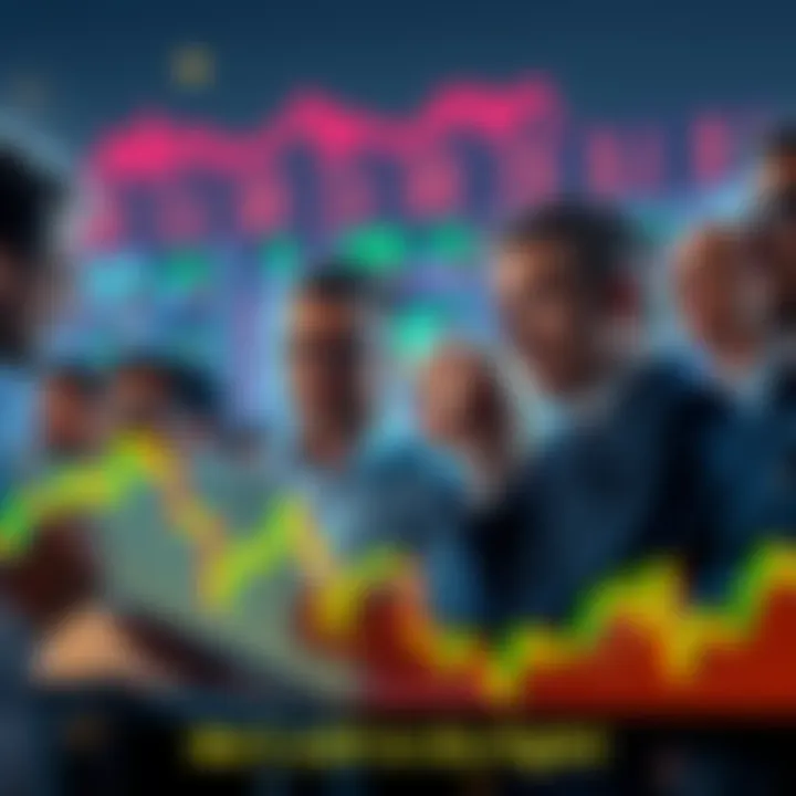 A group of investors looking at stock charts with optimistic expressions, symbolizing hope for a bullish trend.