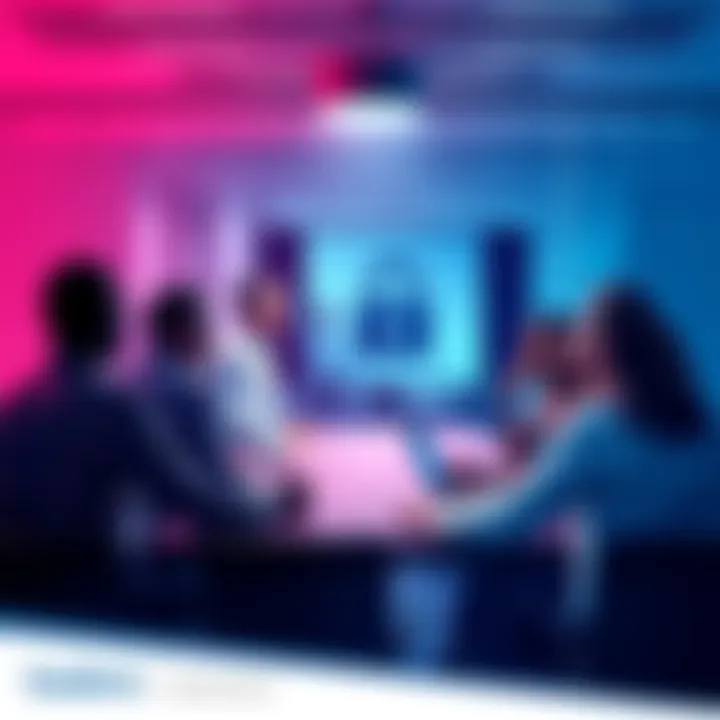 A group of professionals in a meeting room discussing strategies for enterprise privacy to build public trust.
