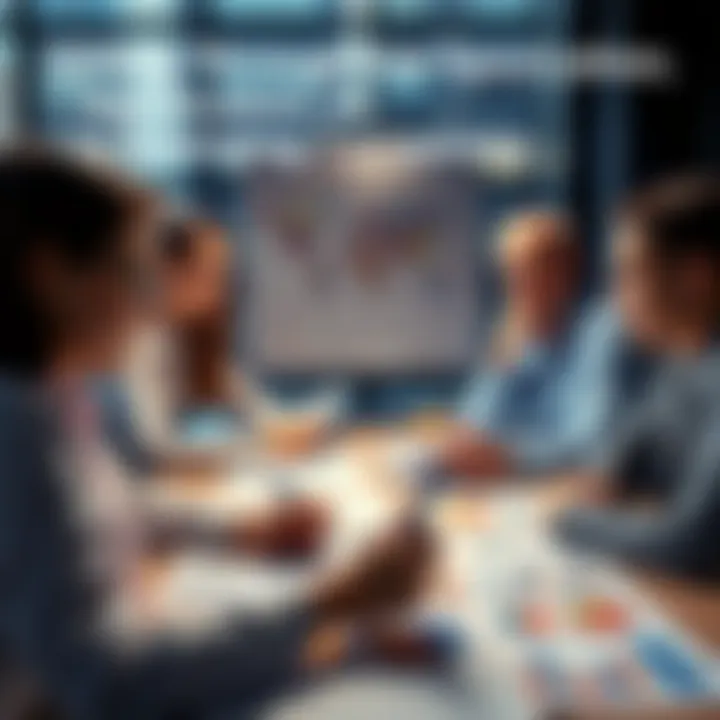 Business Meeting with Charts Group of professionals discussing business strategies with charts and documents on a table