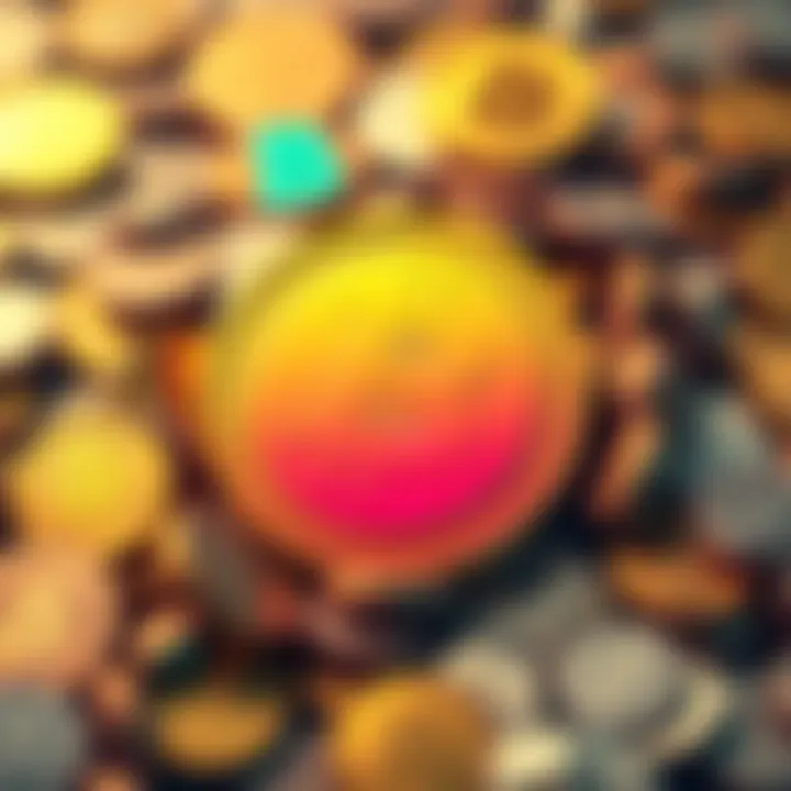 A colorful representation of the Buttcoin symbol surrounded by various coins, reflecting its meme status and potential value in cryptocurrency.