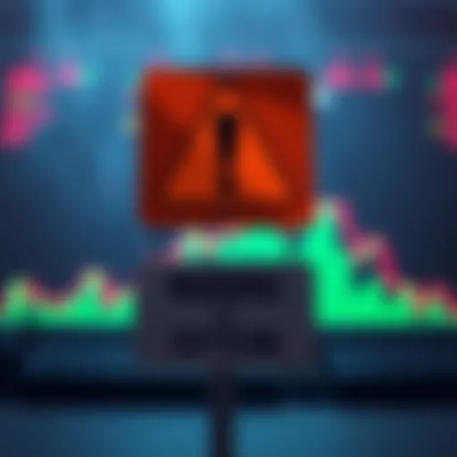 A warning sign about Buttcoin risks with a graph showing declining value in the background.