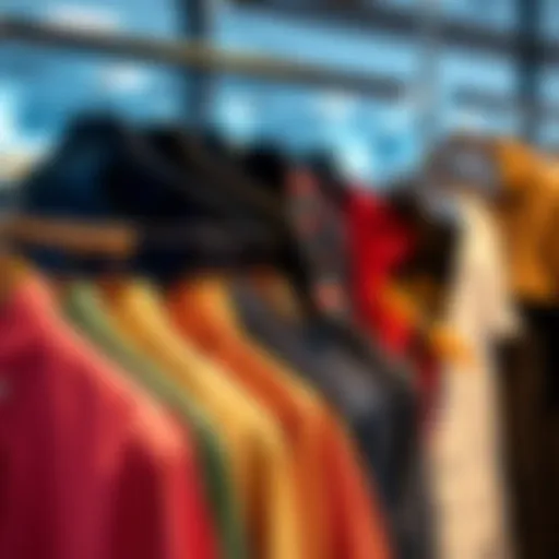 A variety of button-up shirts in larger sizes displayed on hangers, showcasing different colors and styles.