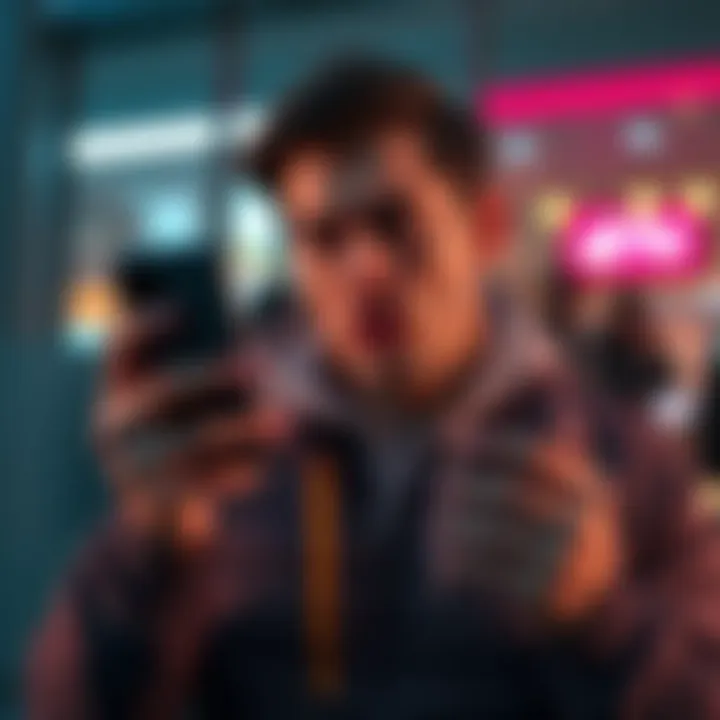 A person looking confused while holding a smartphone, checking their bank account for a missing payment after an Apple Pay transaction through Phantom.