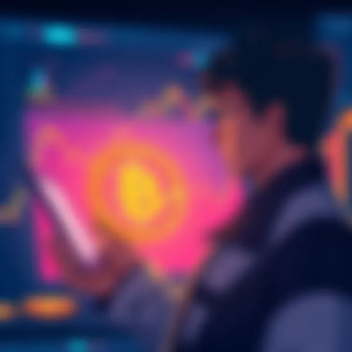 Buyer Interested in Bitcoin Illustration of a person looking at Bitcoin charts and graphs, expressing interest in purchasing Bitcoin in bulk