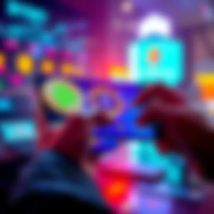 A person using a mobile device to buy Bitcoin and Ethereum on various cryptocurrency exchanges like BYDFi, Binance, and Coinbase