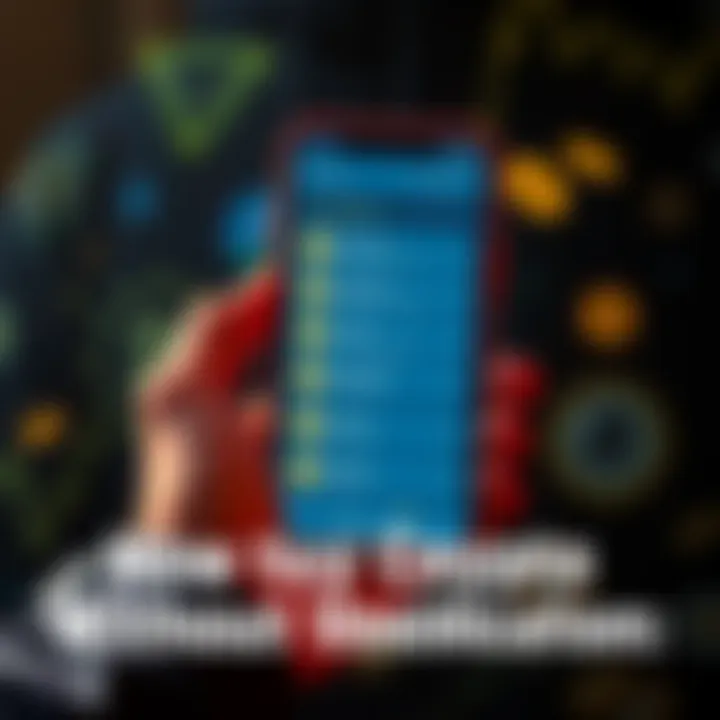 Buying Cryptocurrency A person holding a smartphone with cryptocurrency symbols on the screen, showing options for purchasing without verification.