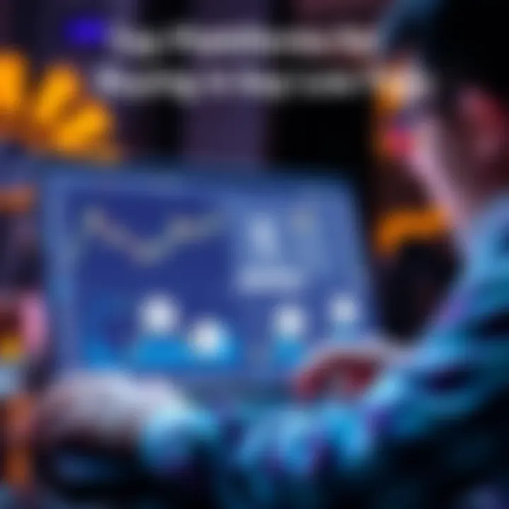 A person comparing different platforms to buy Ethereum, showing charts and low fee symbols on a laptop screen.