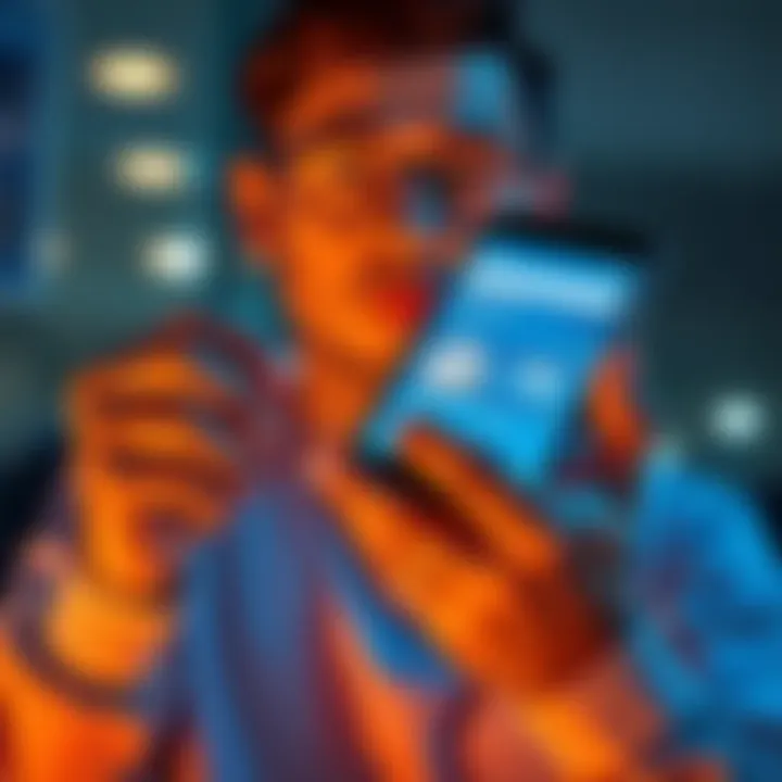 A person holding a smartphone displaying Litecoin cryptocurrency details with a thoughtful expression, symbolizing investment decision.