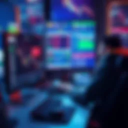 A person contemplating BSV transactions at a computer with various exchange platforms visible on the screen