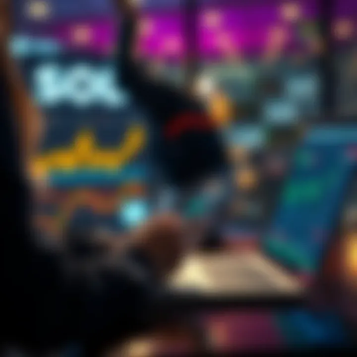 Person analyzing cryptocurrency market data on a laptop while holding a smartphone