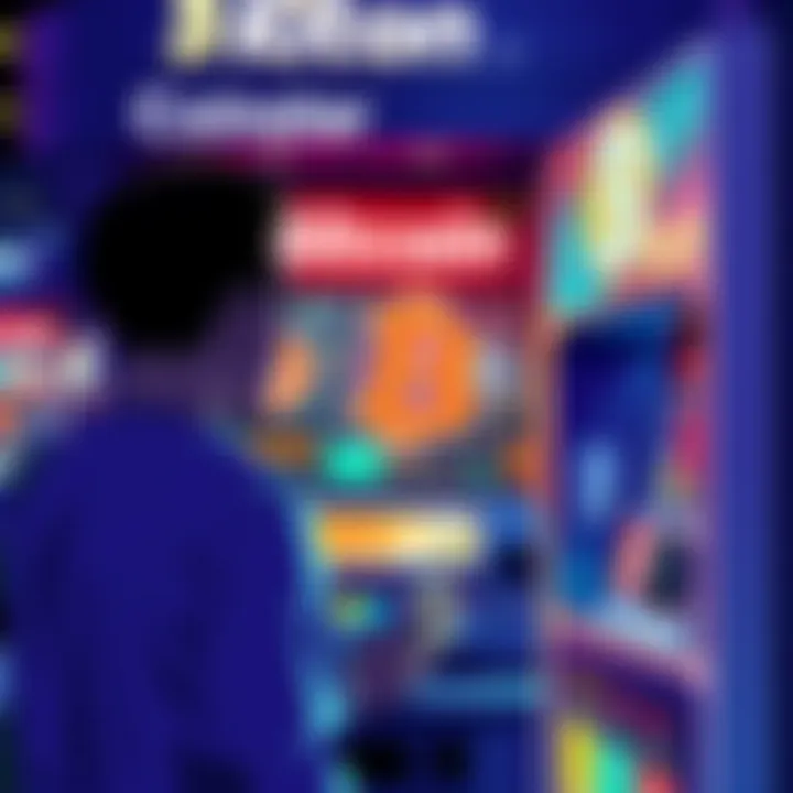 A person using a Coinstar kiosk to buy Bitcoin with cash