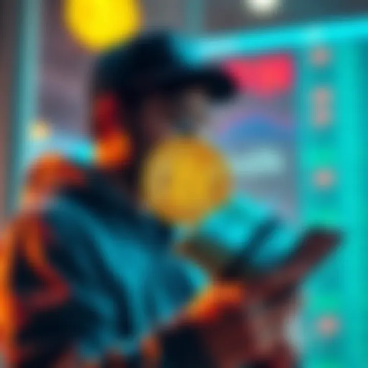 Person looking at Bitcoin prices on a phone while holding cash after payday