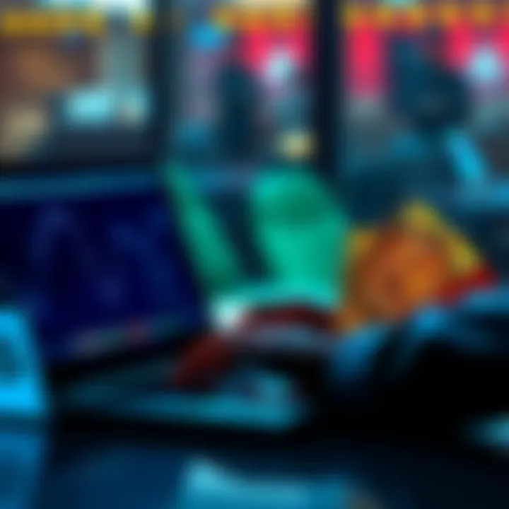 A person using a laptop to buy cryptocurrency with cash and gift cards, emphasizing privacy without KYC requirements
