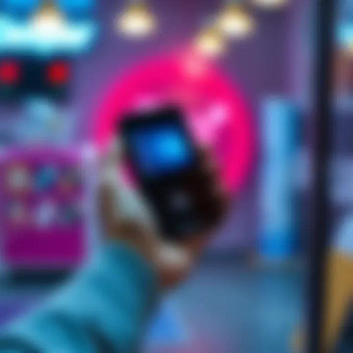 A person holding a Deeper Connect Mini device with a shopping cart icon in the background.