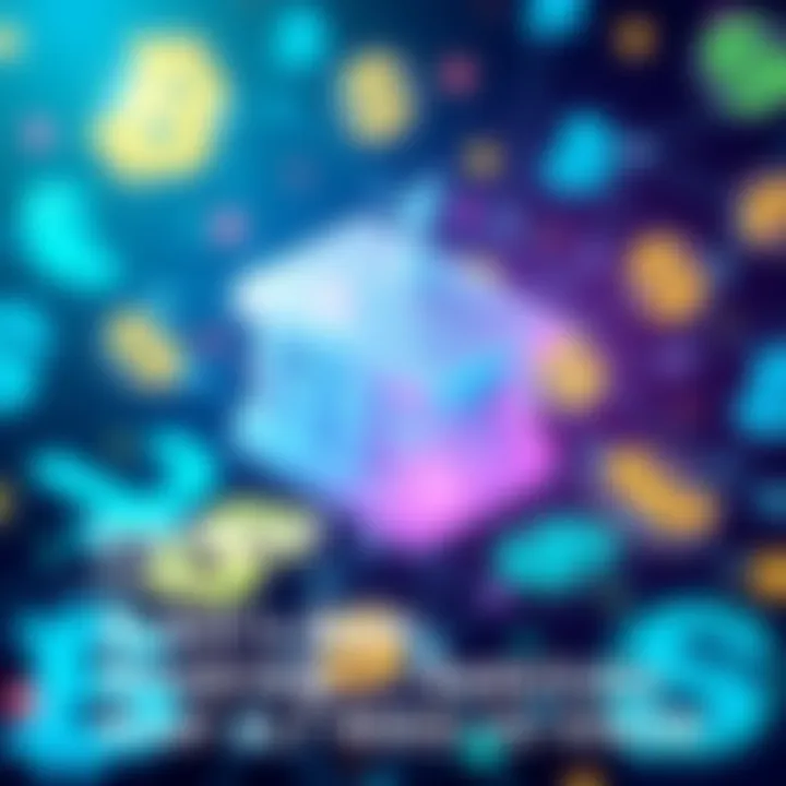 A digital representation of Bybit's banking services, featuring dollar sign icons and multiple currency symbols, showcasing a concept of personal IBANs.