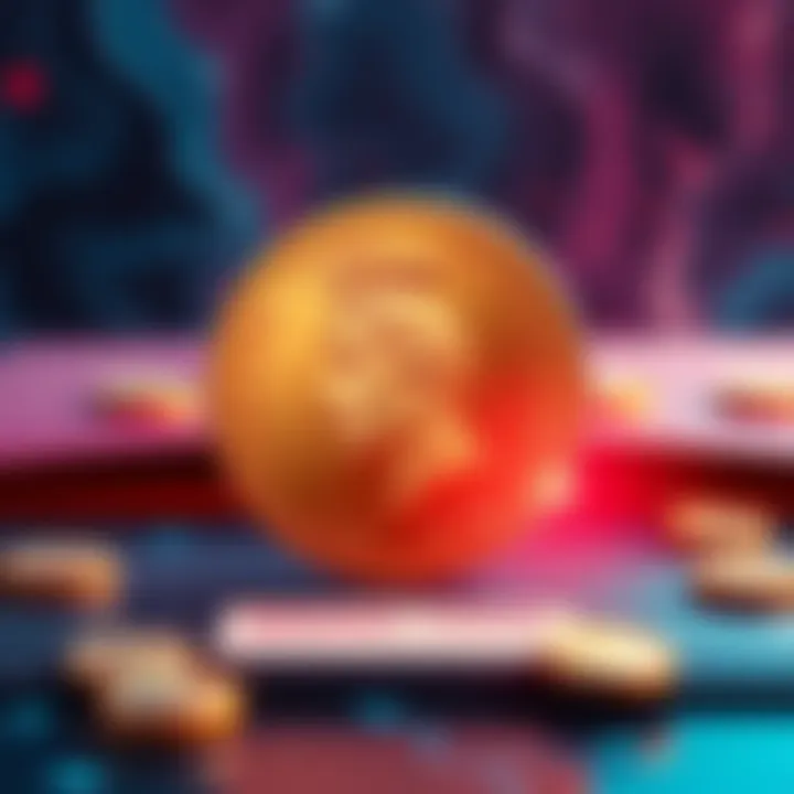 Caesar coin illustration Illustration of a Caesar coin with a digital wallet background, showing a missing token notification