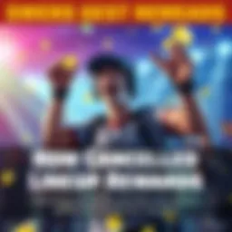 Cancelled Lineup Rewards A player celebrating with gems after a lineup cancellation leads to milestone rewards, showing excitement and achievement.