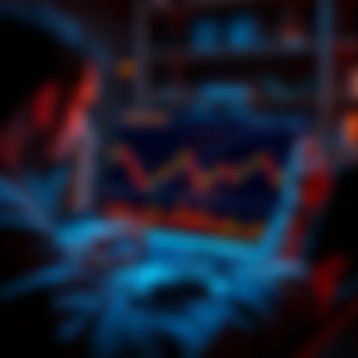 A person analyzing cryptocurrency charts on a laptop, focusing on price dips and investments in CRO.