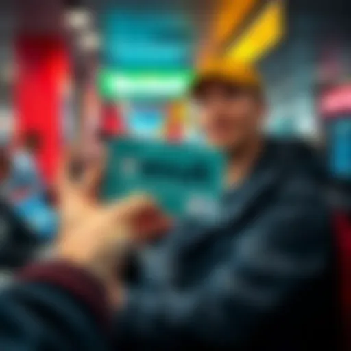 A traveler shows a denied Revolut debit card at a car rental desk in Christchurch Airport, looking frustrated.