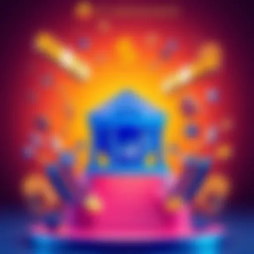 The Cardano logo surrounded by banking symbols like a bank building and dollar signs, representing its role in the banking industry.