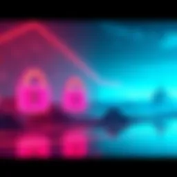 A visual representation of Cardano's approach to post-quantum cryptography, showing digital locks and a futuristic landscape.