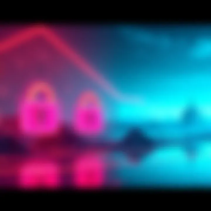 A visual representation of Cardano's approach to post-quantum cryptography, showing digital locks and a futuristic landscape.