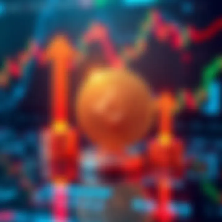 Cardano ADA Recovery Concept A visual representation of Cardano ADA currency with upward trend arrows, showing potential recovery to $1, set against a digital background with financial charts.
