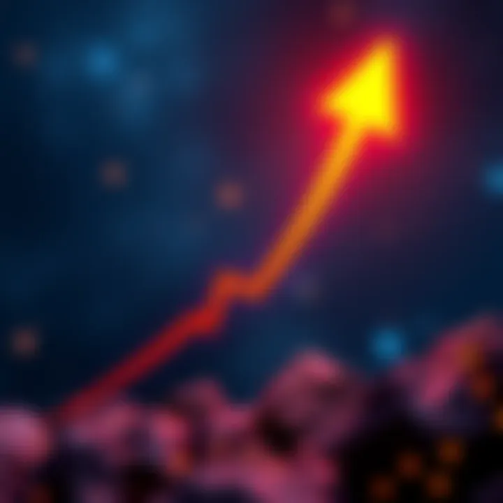 Cardano Logo with Upward Trend The Cardano logo with an upward trend arrow, symbolizing growth and market optimism